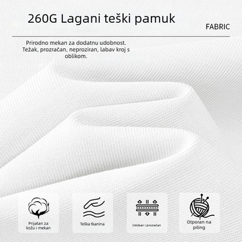 Muška pamučna majica kratkih rukava za ljeto, opuštena kroj, korejski stil, teži 260 g