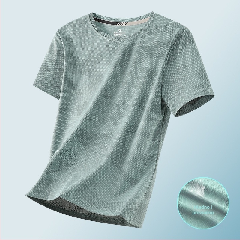 Muška Ice Silk majica kratkih rukava za ljeto, tanka, brzosušeća mrežasta tkanina, opuštenog kroja