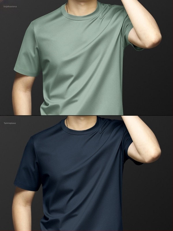 Mulberry Silk muški kratkih rukava T-shirt za ljeto, slim fit, okrugli ovratnik, brzo sušenje, prozračan Ice Silk