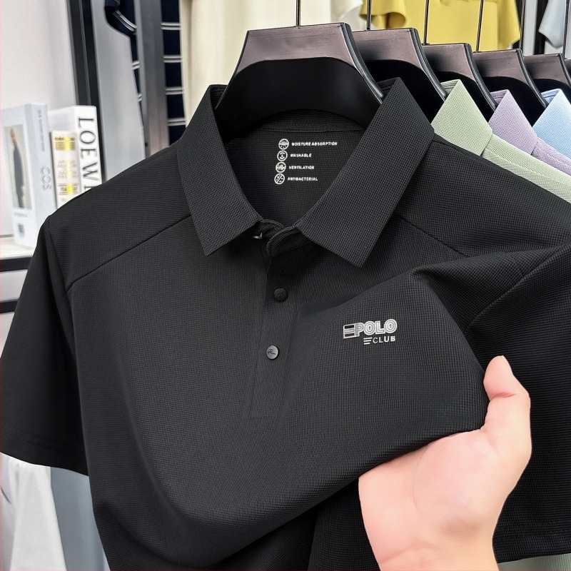 Muški polo s kratkim rukavima, s reverom i kopčama, casual ljetnog stila, logo ispis