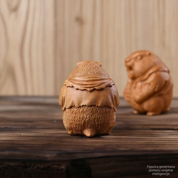 Slatka groundhog drvena skulptura, ukras za stol, ručni komad, poklon od masivnog drveta
