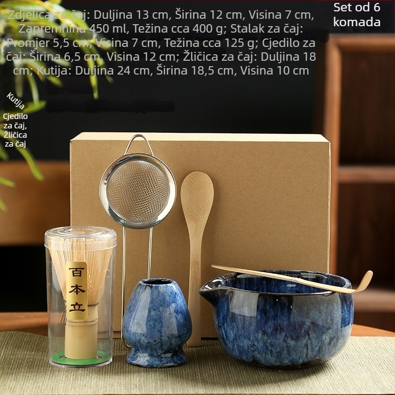 Japanski stil matcha whisk i alati za čajnu ceremoniju u kutiji za poklon