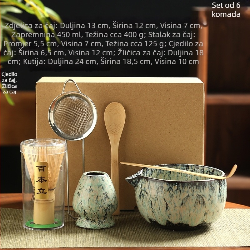 Japanski stil matcha whisk i alati za čajnu ceremoniju u kutiji za poklon