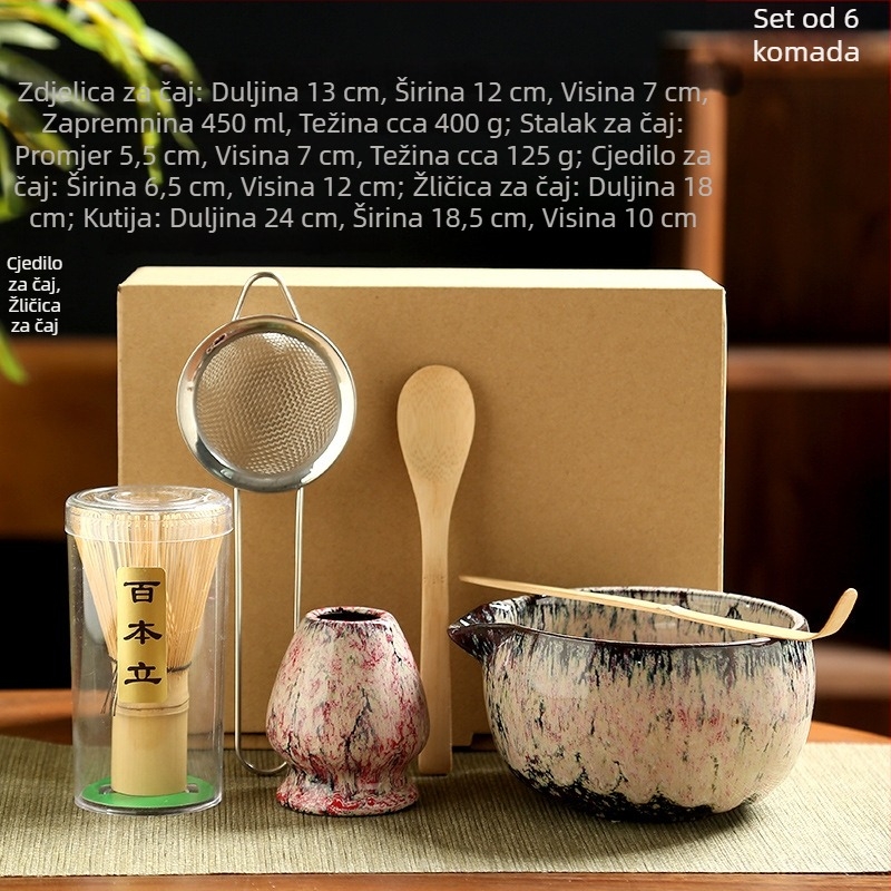 Japanski stil matcha whisk i alati za čajnu ceremoniju u kutiji za poklon