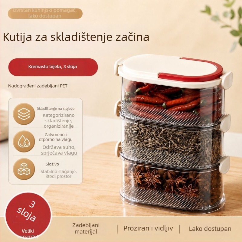 Zatvoreni plastični spremnik za začine, kvadratnog oblika, s poklopcem