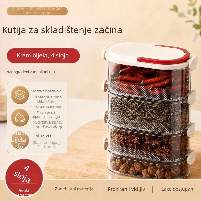 Zatvoreni plastični spremnik za začine, kvadratnog oblika, s poklopcem