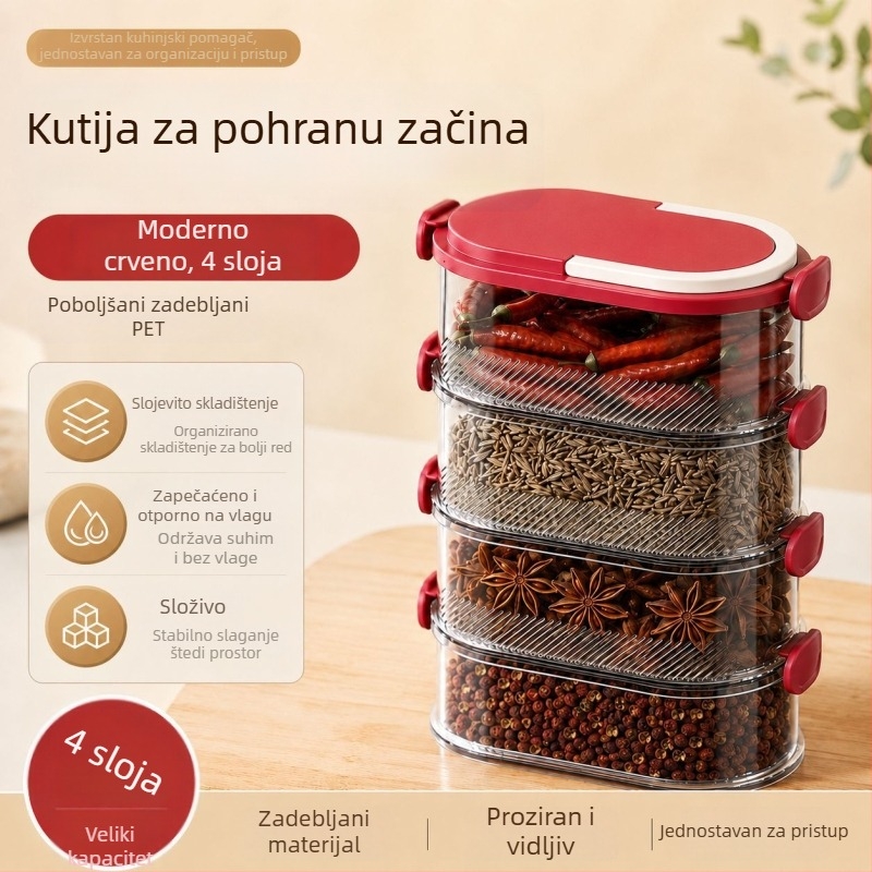 Zatvoreni plastični spremnik za začine, kvadratnog oblika, s poklopcem