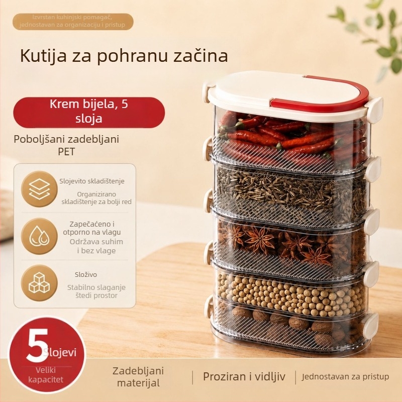 Zatvoreni plastični spremnik za začine, kvadratnog oblika, s poklopcem