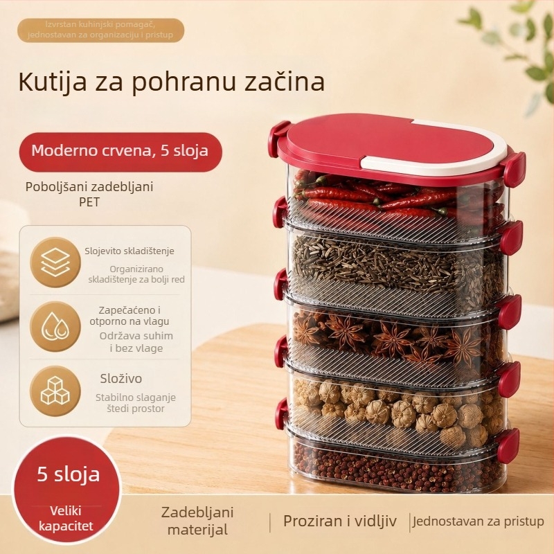 Zatvoreni plastični spremnik za začine, kvadratnog oblika, s poklopcem