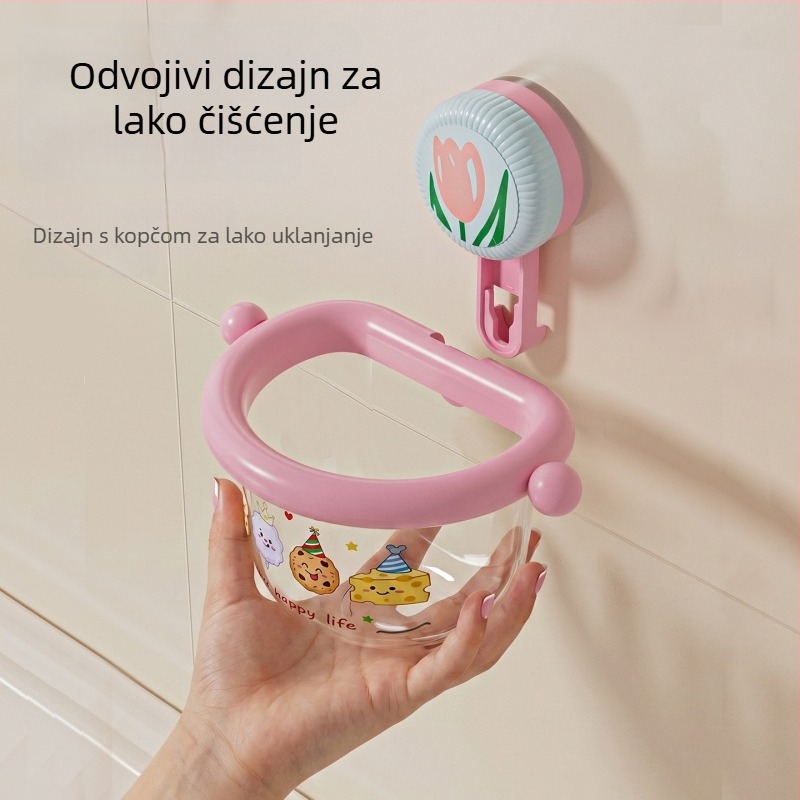 Zidni kuhinjski organizator za luk, đumbir i češnjak sa usisnom čašom