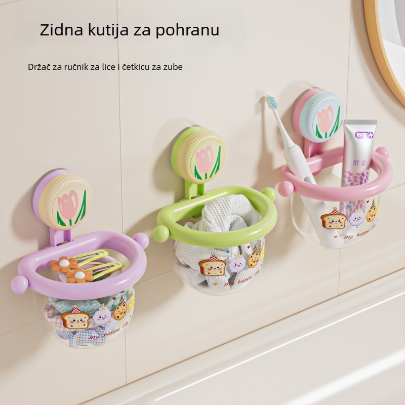 Zidni kuhinjski organizator za luk, đumbir i češnjak sa usisnom čašom