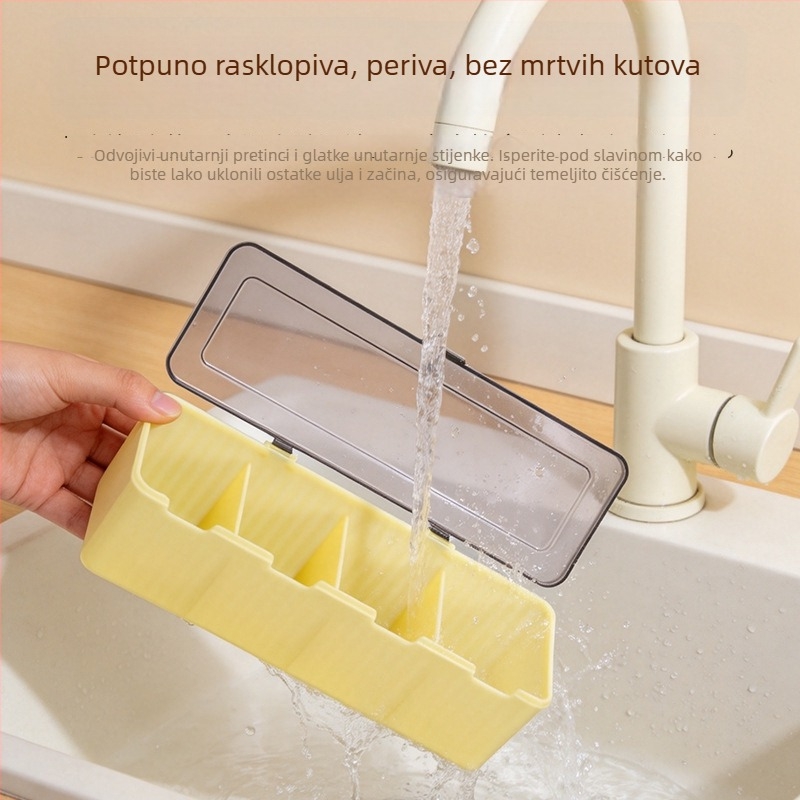 Kutija za začine s četiri odjeljka, integrirano skladište, vodootporna, s žličicom