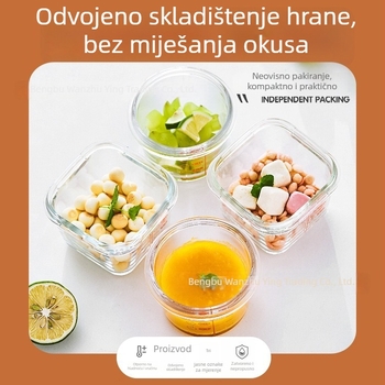 Staklena kutija za bebinu hranu s čvrstim poklopcem, kapacitet 300 ml, posuda za voće i grickalice, dijelič hrane, kutija za ručak