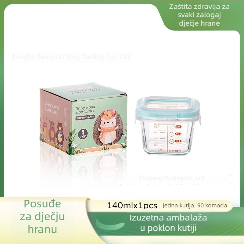 Staklena kutija za bebinu hranu s čvrstim poklopcem, kapacitet 300 ml, posuda za voće i grickalice, dijelič hrane, kutija za ručak