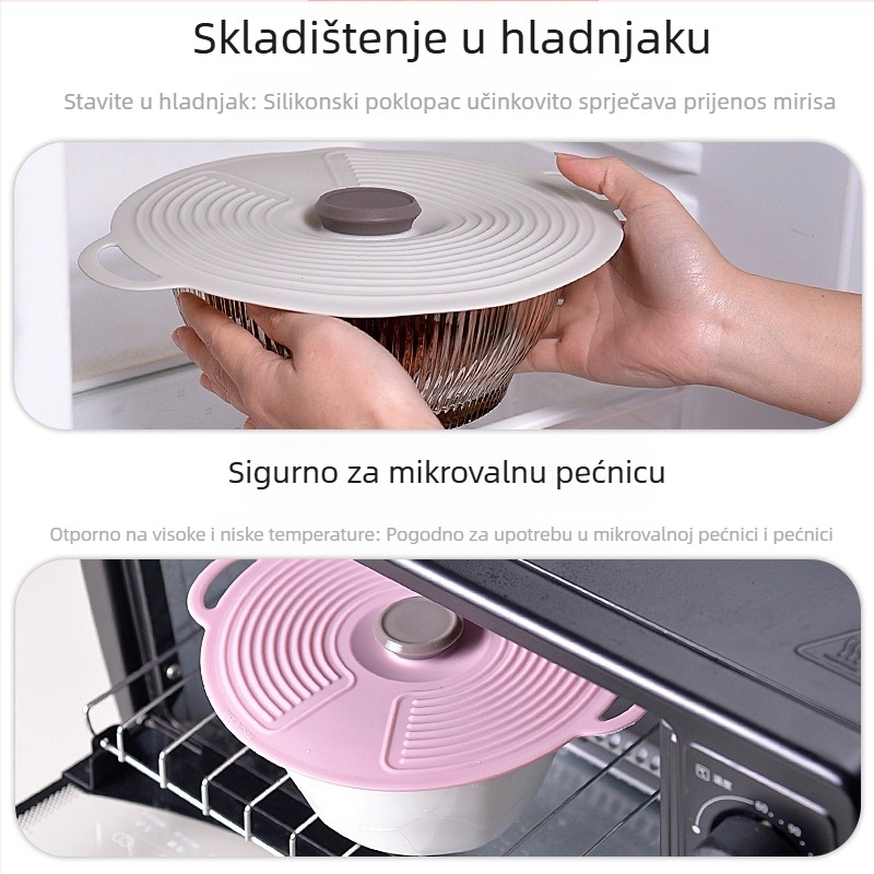 Silikonski poklopac za hranu, univerzalni za zdjele, siguran za mikrovalnu, otporan na toplinu i hladnoću, čuva hranu svježu, prašinu zaštićeni brtveni poklopac