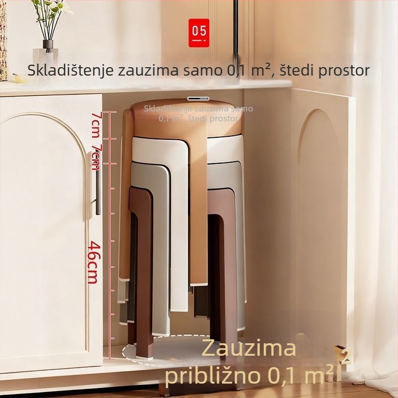 Plastične stolice za kućnu upotrebu s mekanom presvlakom, kružne i slagive, čvrste i izdržljive, dodatne debljine, pogodne za dnevni boravak i blagovaonu, rezervne stolice