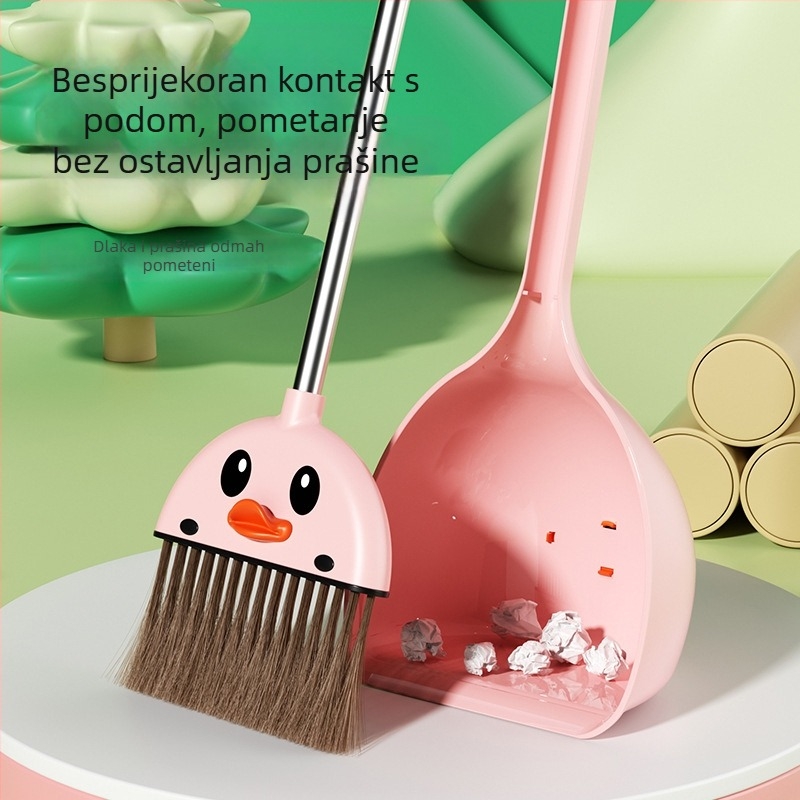 Dječji set za čišćenje: mini metla i lopatica za prašinu, za igru uloga i učenje kućanskih poslova.