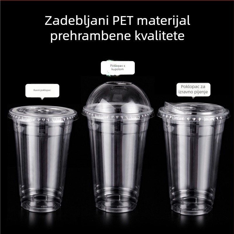 Jednokratne poklopce za šalice mliječnog čaja, PET, polukružni poklop 90 mm, plosnati poklop 95 mm, lukasti poklop 95 mm, poklop za kavu, poklop za izravno ispijanje 98 mm, sferni poklop