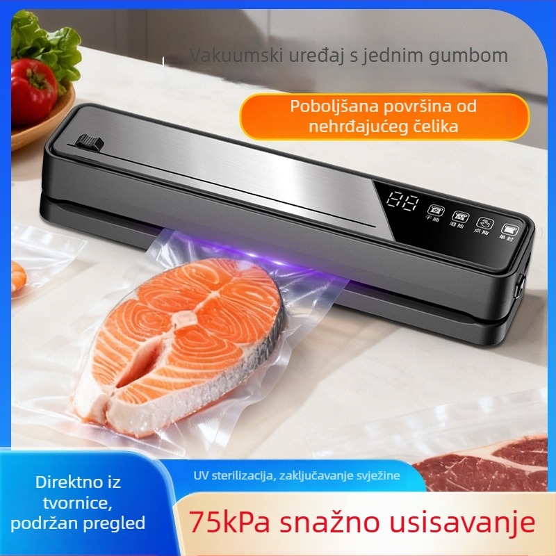 Kućni vakuumski zatvarač za hranu – kompaktan, suho i mokro vakuumsko zatvaranje, nehrđajući čelik