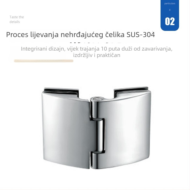 Panta za staklena vrata kupaonice od nehrđajućeg čelika, 4 mm debljine, vodonepropusna i otporna na hrđu, za dvostruka staklena vrata