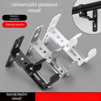 Podesivi držač od nehrđajućeg čelika za rimski štap, dvostruka šipka za zid, kuka za zavjese, baza bez bušenja