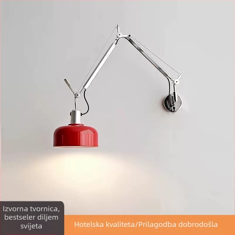 Memphis Vintage preklopna zidna svjetiljka s izvlačnim ramom, noćna lampa za čitanje, retro francuskog stila spavaća soba, podesiva