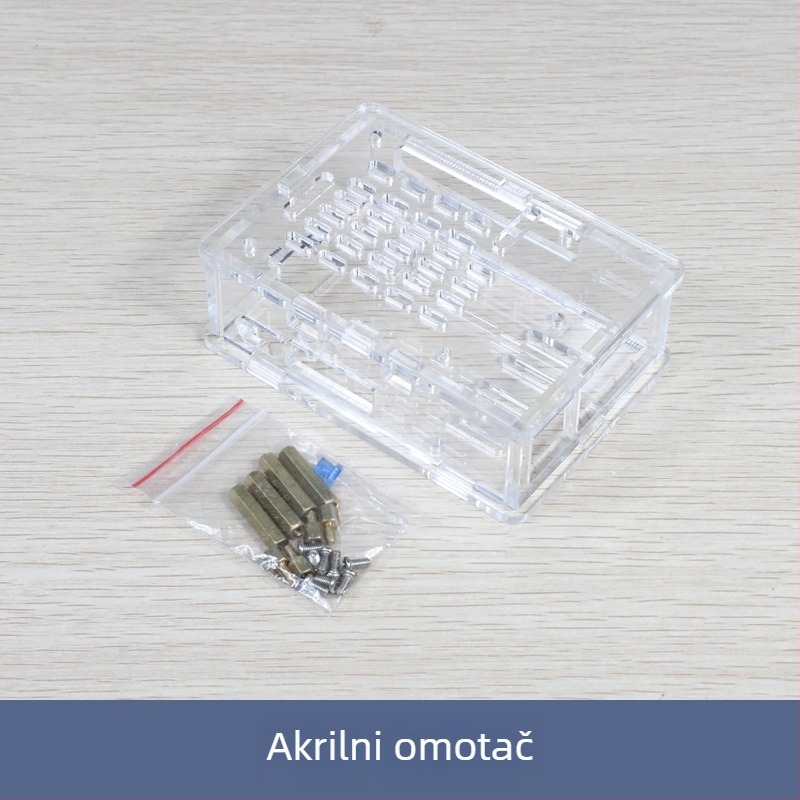 Akrilno kućište za Raspberry Pi 5. generaciju, kompatibilno s Active Cooler radijatorom
