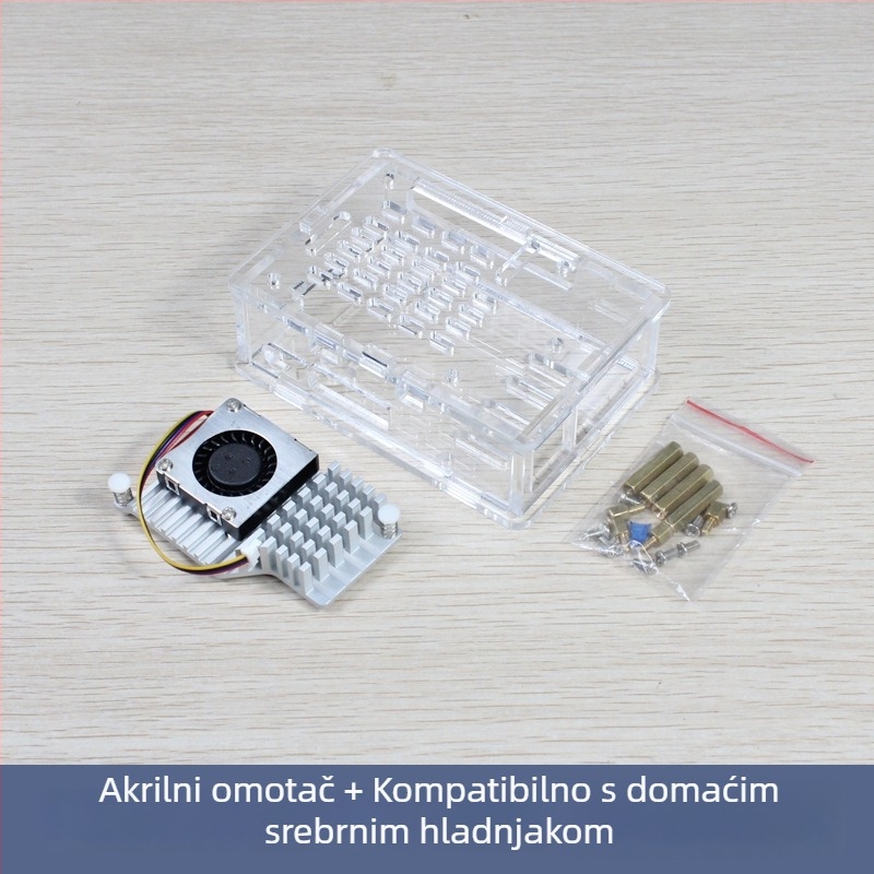 Akrilno kućište za Raspberry Pi 5. generaciju, kompatibilno s Active Cooler radijatorom