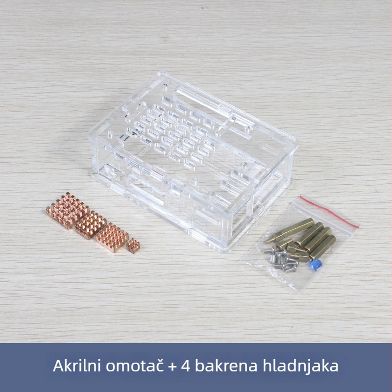 Akrilno kućište za Raspberry Pi 5. generaciju, kompatibilno s Active Cooler radijatorom