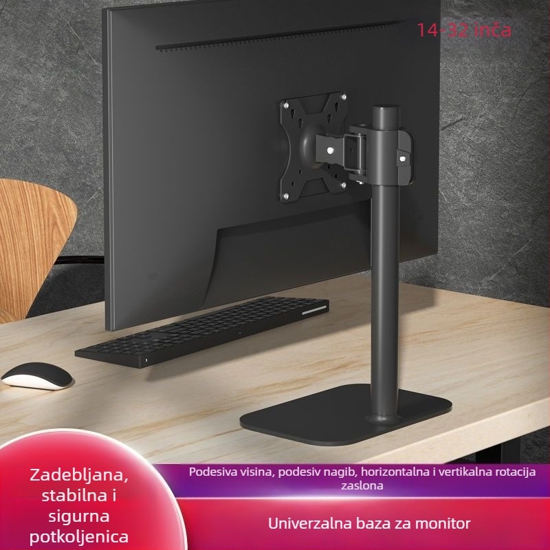 Stalak za monitor za stol s podesivom visinom i rotacijom, univerzalan za monitore od 19–32 inča