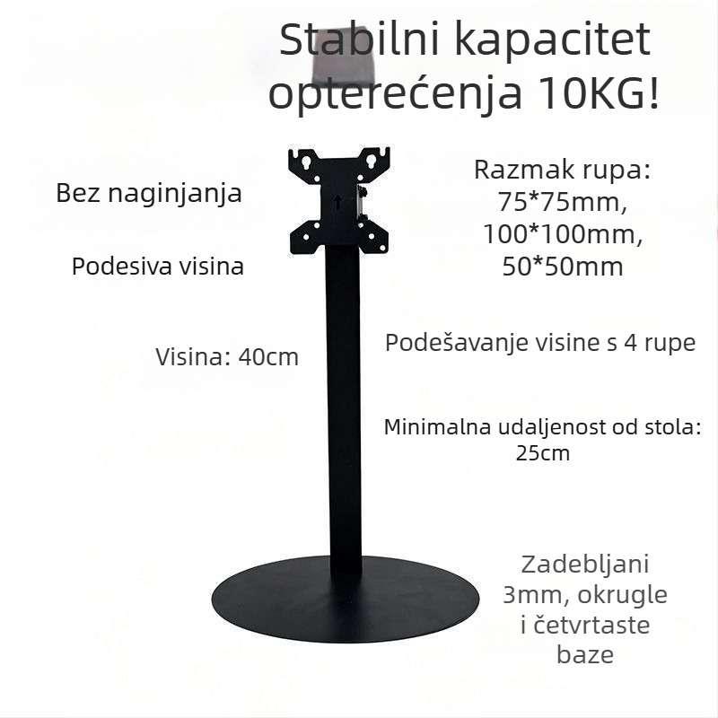 Stalak za monitor za stol s podesivom visinom i rotacijom, univerzalan za monitore od 19–32 inča