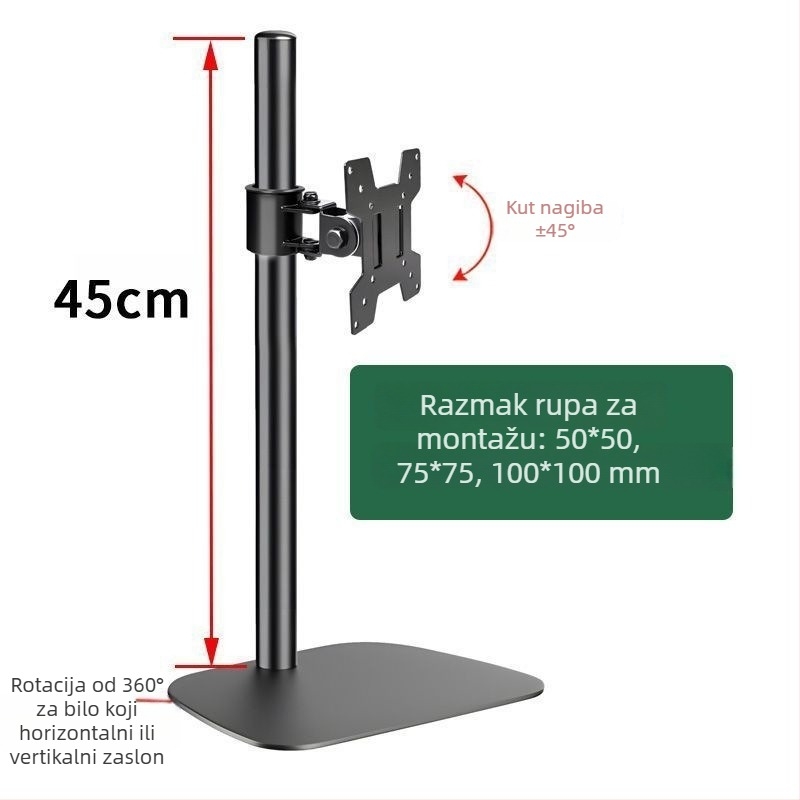Stalak za monitor za stol s podesivom visinom i rotacijom, univerzalan za monitore od 19–32 inča