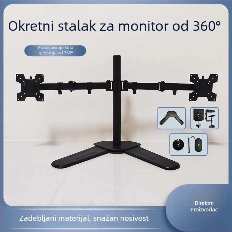 Stalak za monitor s mehaničkim ramenom, rotirajući, prilagodljiv, debelo stabilno postolje, velika nosivost