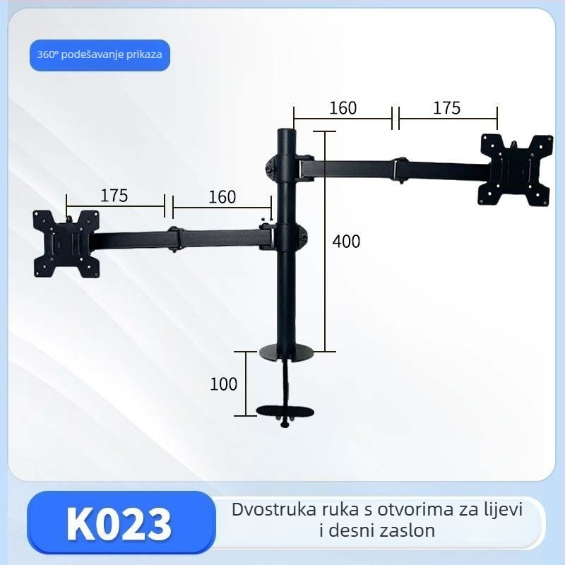 Stalak za monitor s mehaničkim ramenom, rotirajući, prilagodljiv, debelo stabilno postolje, velika nosivost