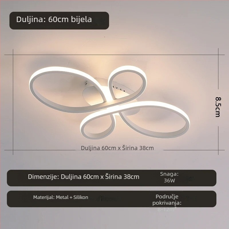 Moderna minimalistička stropna svjetiljka s kineskim čvorom – crno-bijela LED rasvjeta za dnevni boravak, spavaću sobu i kuhinju