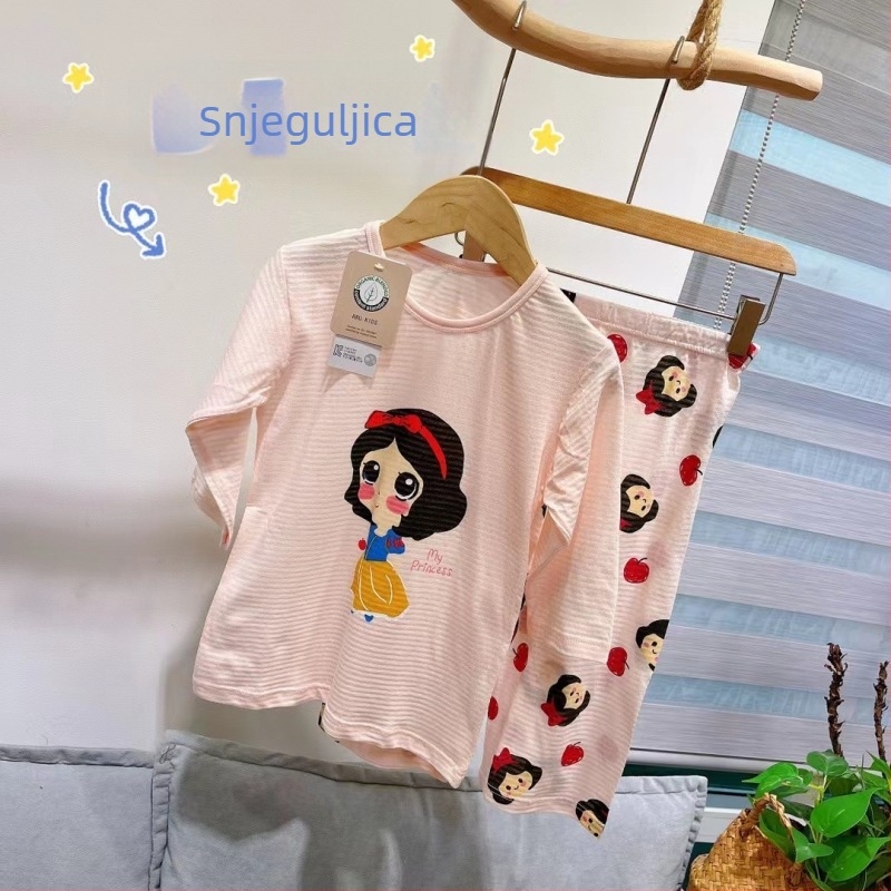 Dječji kućni komplet u korejskom stilu, mala princeza, pamuk 100%, ljeto, rukav 3/4, unisex