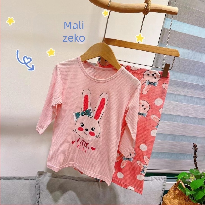 Dječji kućni komplet u korejskom stilu, mala princeza, pamuk 100%, ljeto, rukav 3/4, unisex