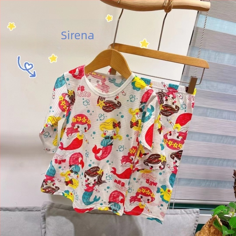 Dječji kućni komplet u korejskom stilu, mala princeza, pamuk 100%, ljeto, rukav 3/4, unisex
