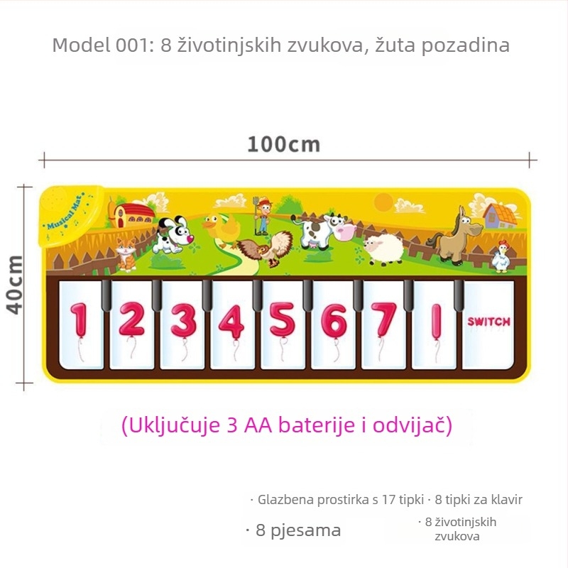 Dječji edukativni muzički prostir za ples s pedalnim klavijaturama, višenamjenska glazbena igračka
