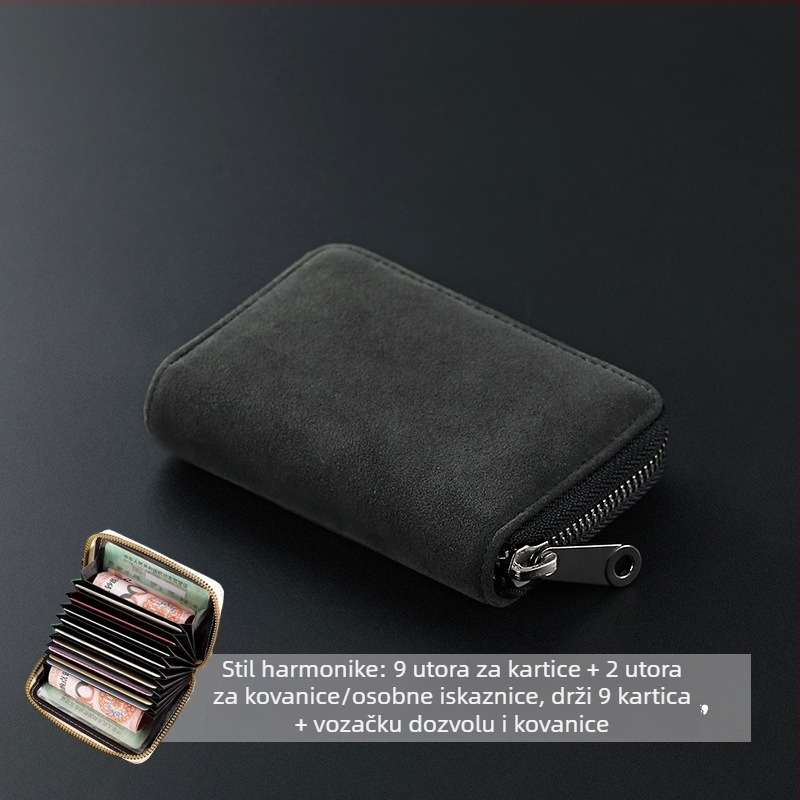 Velur kartična držač, elegantna zaštita od demagnetizacije, kompaktni višefunkcionalni držač kartica s pretincem za ID