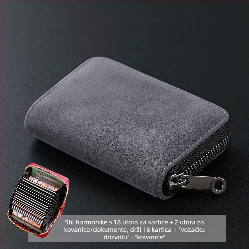 Velur kartična držač, elegantna zaštita od demagnetizacije, kompaktni višefunkcionalni držač kartica s pretincem za ID