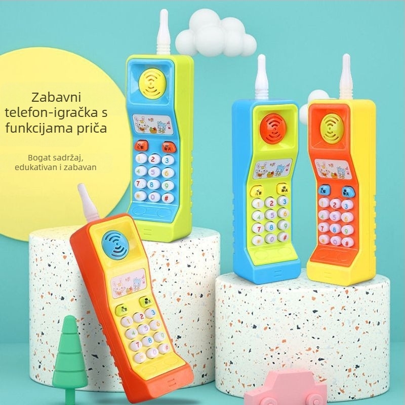 Punjaiva dječja igračka telefon s glazbom za rano obrazovanje, žvačljiva i za hvatanje, 0–6 godina