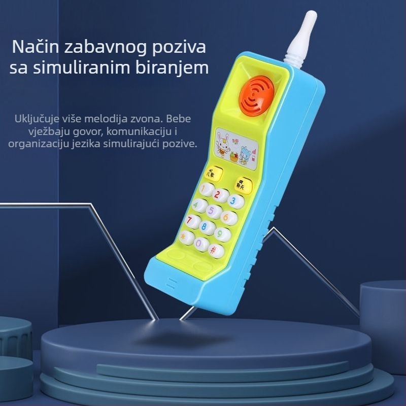 Punjaiva dječja igračka telefon s glazbom za rano obrazovanje, žvačljiva i za hvatanje, 0–6 godina