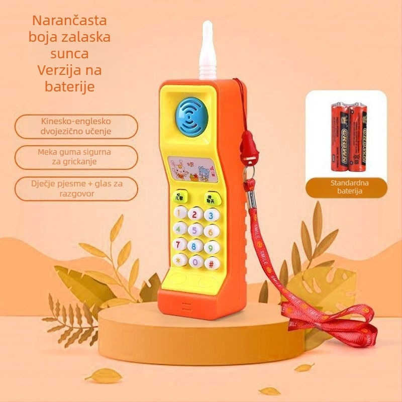 Punjaiva dječja igračka telefon s glazbom za rano obrazovanje, žvačljiva i za hvatanje, 0–6 godina