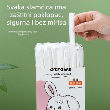 Jednokratne savitljive slamke od PP-a, pojedinačno pakirane, sigurne za hranu, za trudnice, djecu i bebe, za vodu, čaj s mlijekom i hladna pića