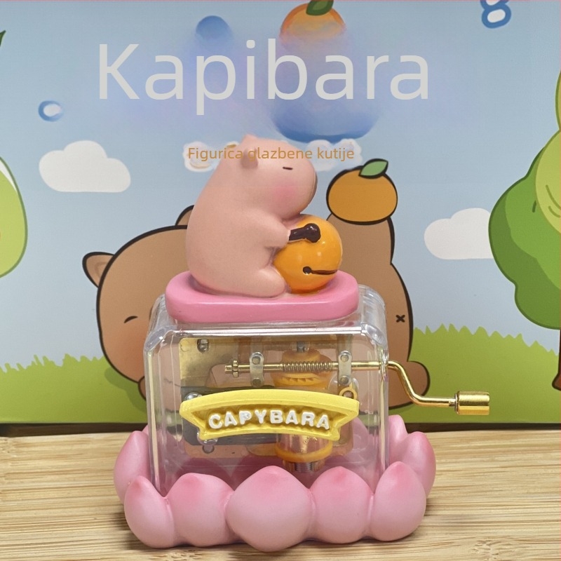 Chao Heng Original Huhuzhu glazbena kutija za ukrase, ručni pogon, rođendanski dar, kapibara, pjesma Sretan rođendan