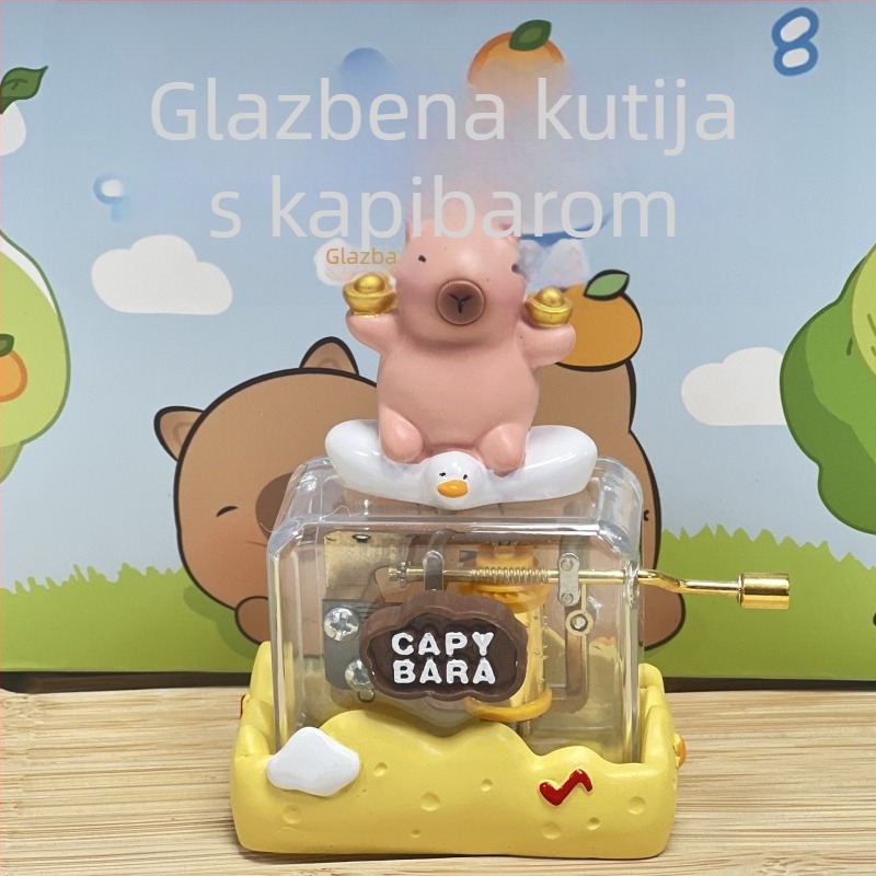 Chao Heng Original Huhuzhu glazbena kutija za ukrase, ručni pogon, rođendanski dar, kapibara, pjesma Sretan rođendan