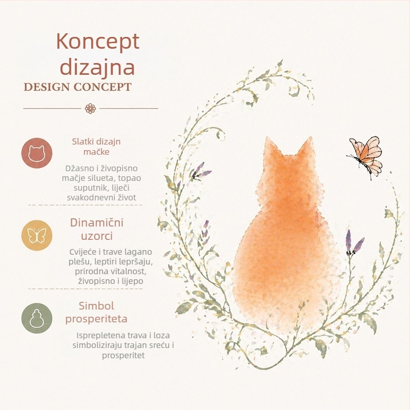 Porcelanska čajna šalica s cvjetovima Wisterije, motiv skrivene mačke, oblik šalice s kapom u koničnom stilu, ručno oslikano, poklon kutija za žene
