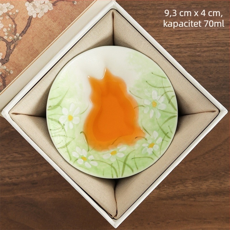 Porcelanska čajna šalica s cvjetovima Wisterije, motiv skrivene mačke, oblik šalice s kapom u koničnom stilu, ručno oslikano, poklon kutija za žene