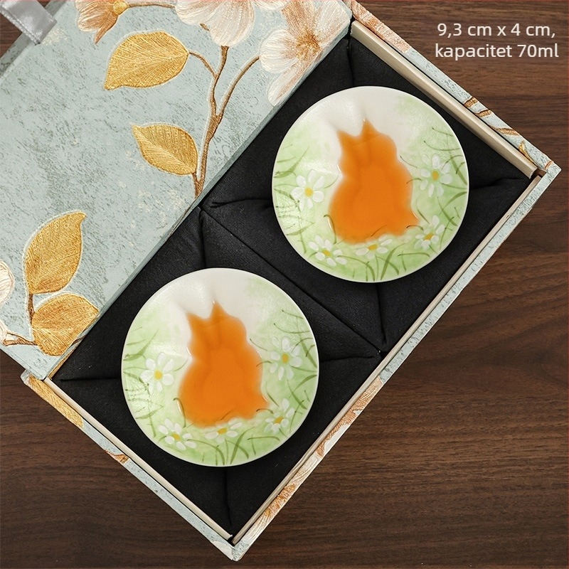 Porcelanska čajna šalica s cvjetovima Wisterije, motiv skrivene mačke, oblik šalice s kapom u koničnom stilu, ručno oslikano, poklon kutija za žene
